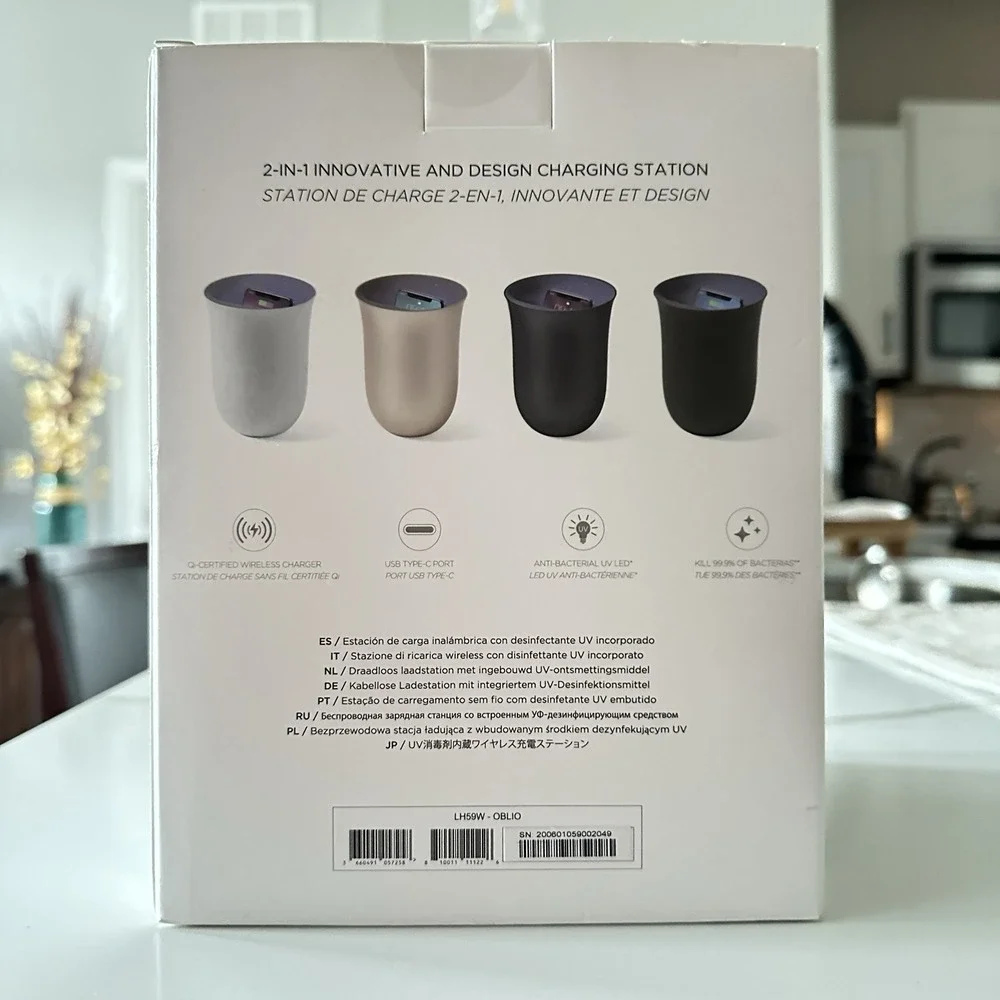 Lexon OBLIO Wireless Charging Station with‎ UV Sanitizer White LH59